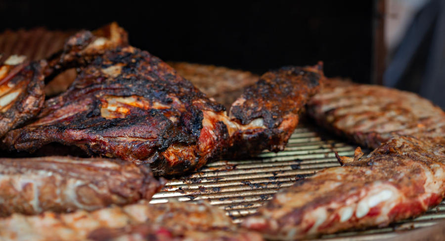 Charred chicken on the grill