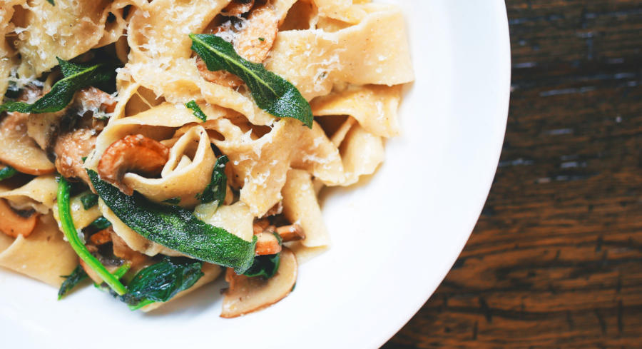 A closeup image of a pasta meal